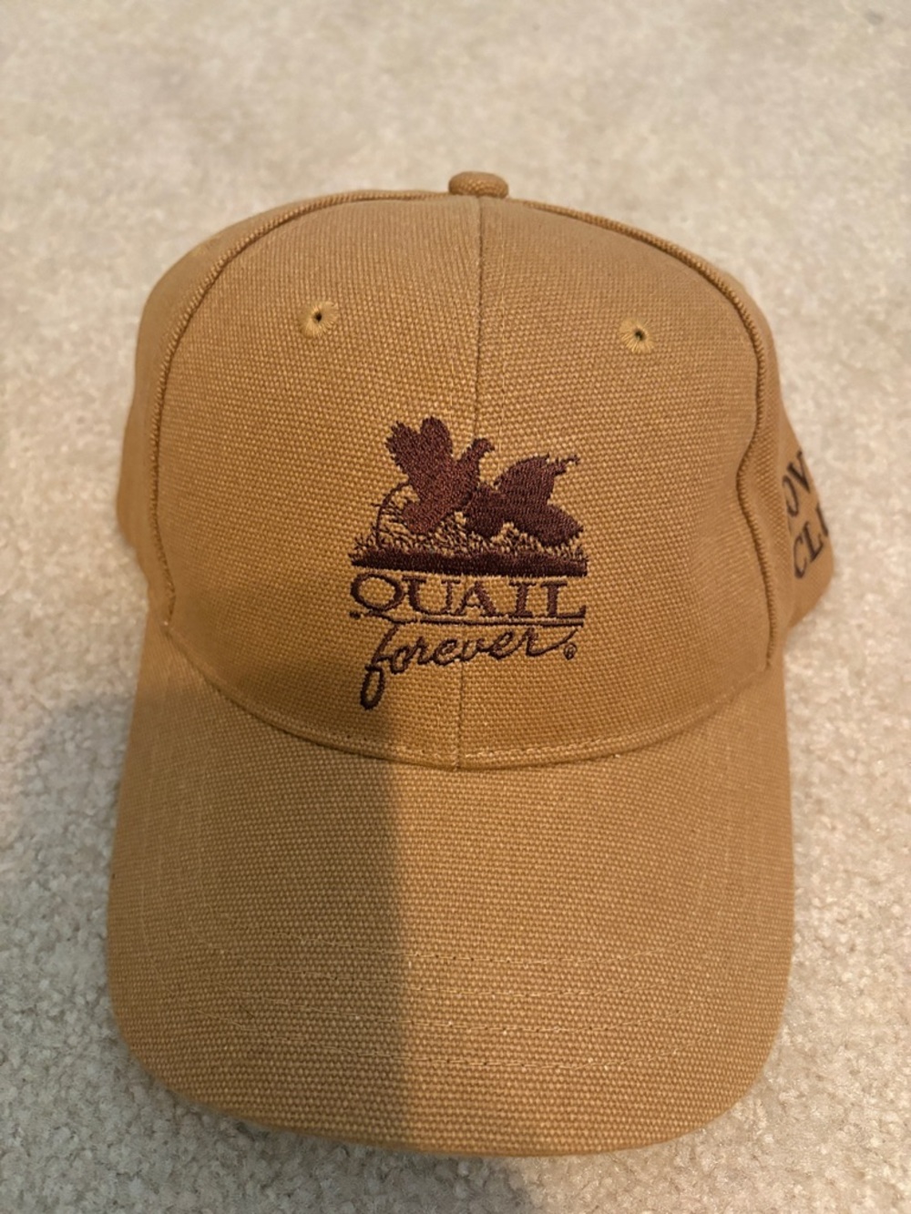 Tan Baseball Cap with Brown Quail Embroidery
